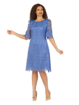 1pc Elbow Length Slv Lux Lace Shift Dress - Plus