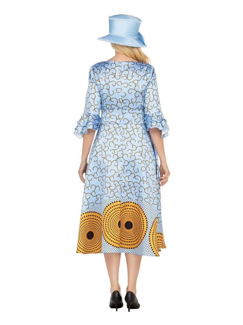 Silky Twill Fit&Flare Drs w/ Belt in African Print
