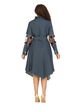 Belted Denim Shirt Drs w/ Sheer Slv Detail-Plus