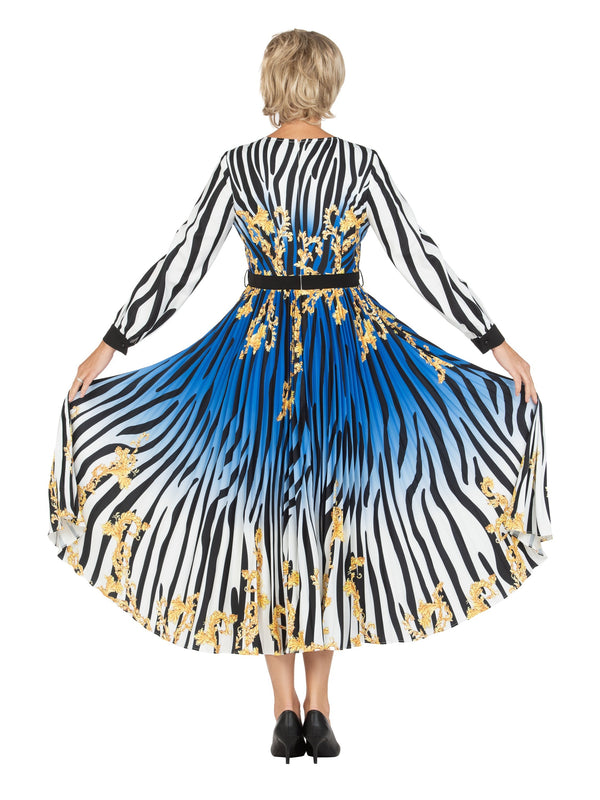 Pleated Dress in Multi Print-Plus