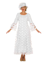 Elegant 3D Dot Mesh Bell Sleeve Maxi Dress-Plus