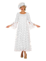 Elegant 3D Dot Mesh Bell Sleeve Maxi Dress