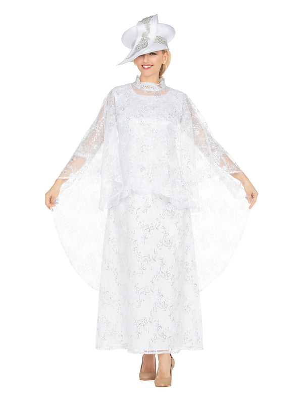 2pc Lux Sequined Lace Drs + Hi-low Cape-Plus