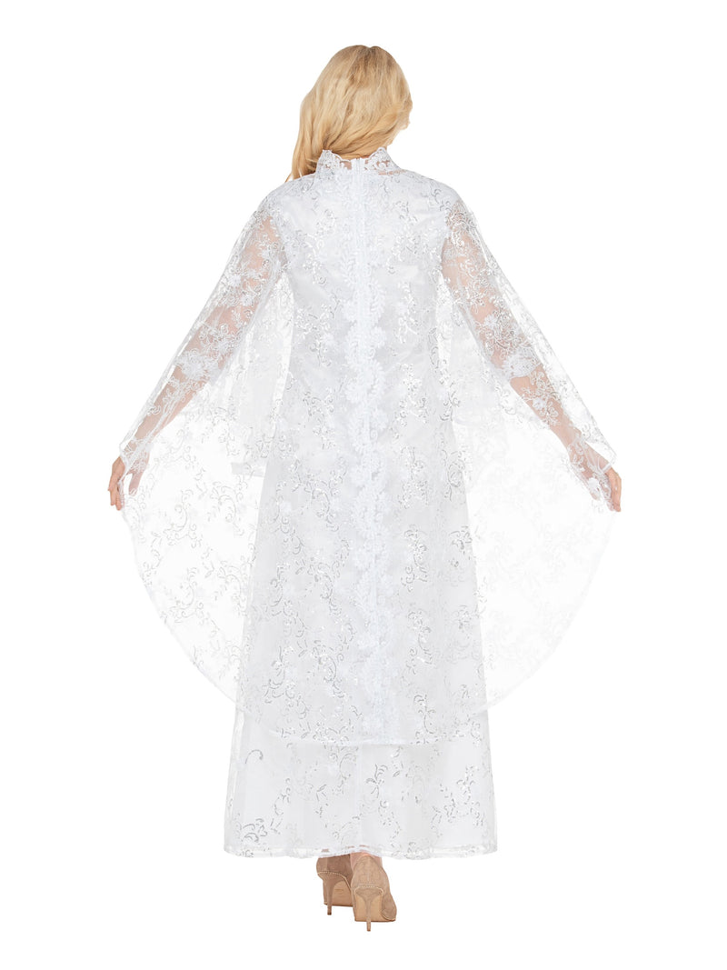 2pc Lux Sequined Lace Drs + Hi-low Cape