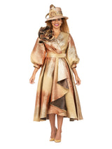 Metallic Brocade Dress with Cascade Ruffle