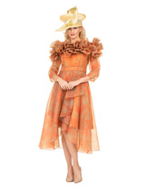 Orange Ruffle Collar High-Low Organza Dress