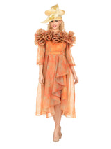 Orange Ruffle Collar High-Low Organza Dress
