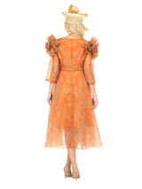 Orange Ruffle Collar High-Low Organza Dress