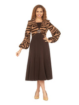 Faux 2pc A-line Knit & Crepe Dress-Plus