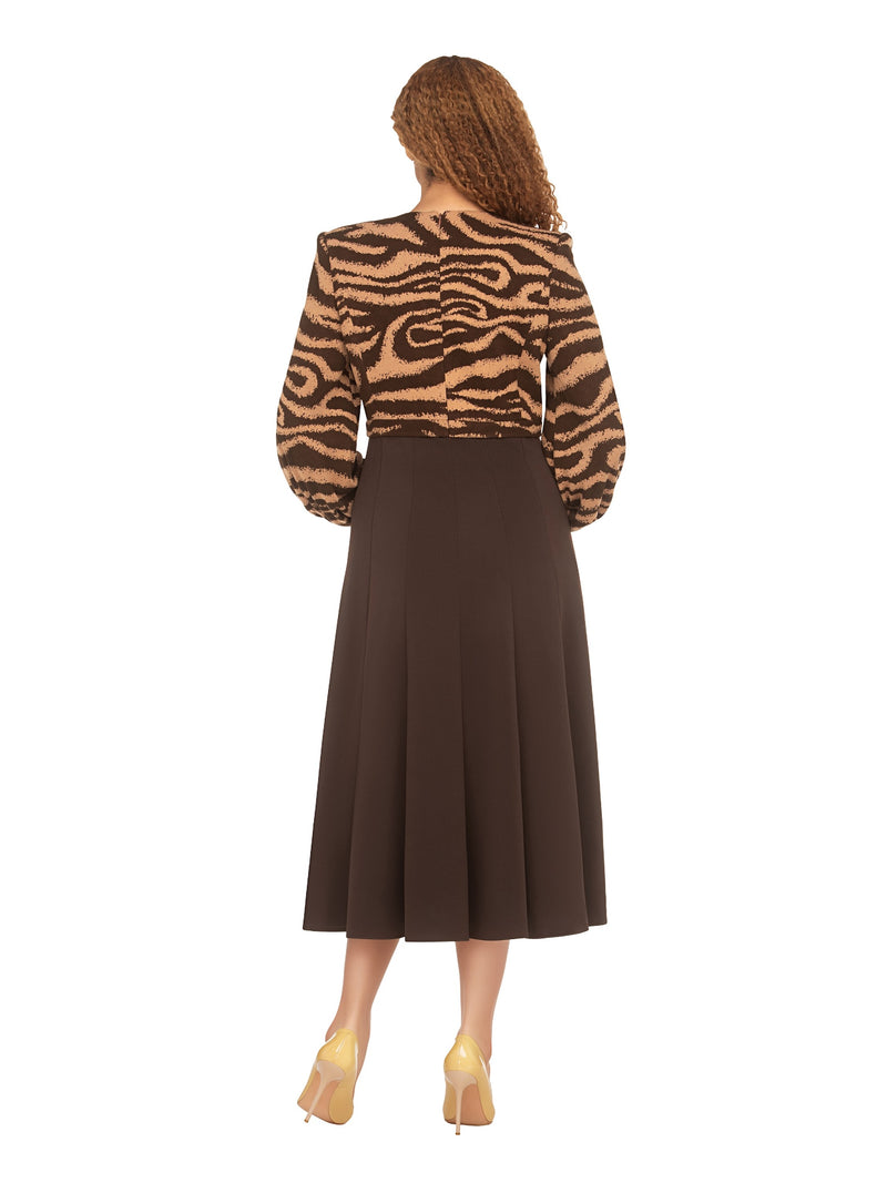 Faux 2pc A-line Knit & Crepe Dress-Plus