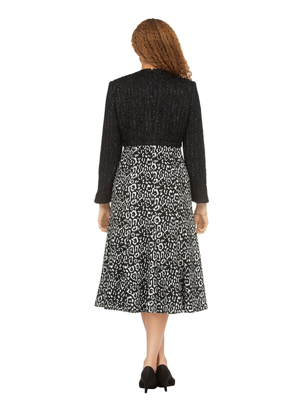 Chic Leopard Print Dress w/ Faux Bolero Jkt-Plus