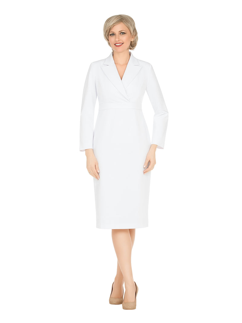 Notch Collar Long Sleeve Waisted Sheath Dress-Plus