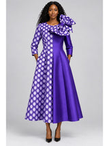 Statement Shoulder Bow A-Line Midi Dress-Plus