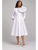 Statement Shoulder Bow A-Line Midi Dress