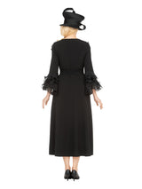 Belted A-line Dress in Stretch Crepe & Orgz-Plus