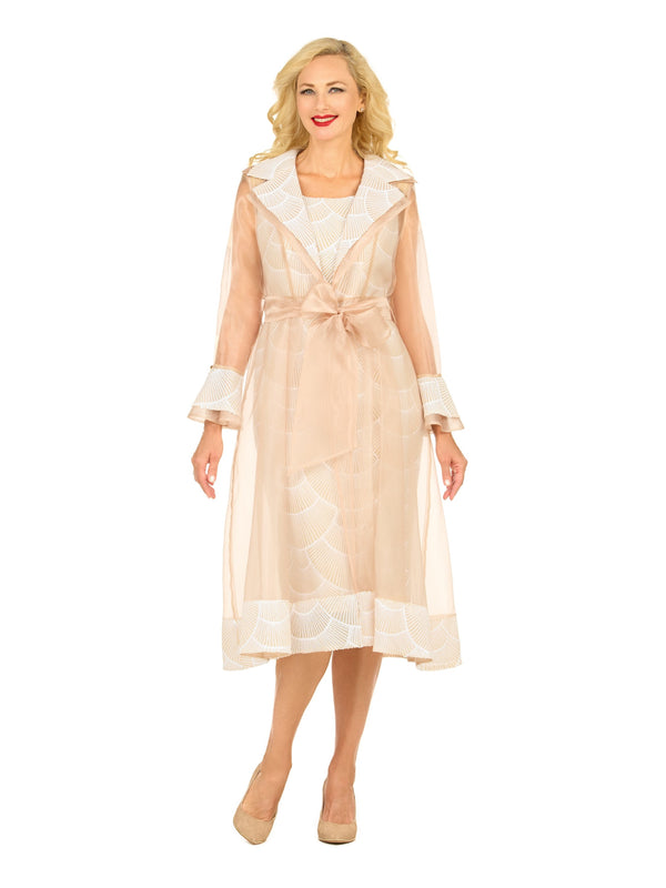 2pc Sequined Sheath Dress w/ Sheer Organza Jkt