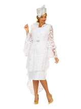 Lace Hi-Lo 2pc Jkt Dress w/ Flounce Sleeves