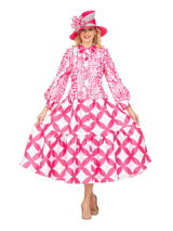 Bold Print Tiered Button-Front Midi Dress w/ Belt