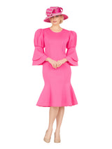 Puff Bell Slv Scuba Dress w/ Mermaid Sweep