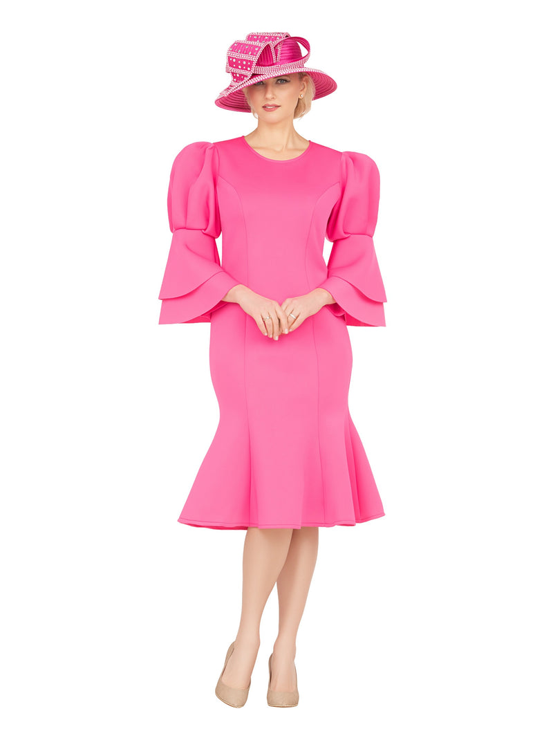 Puff Bell Slv Scuba Dress w/ Mermaid Sweep
