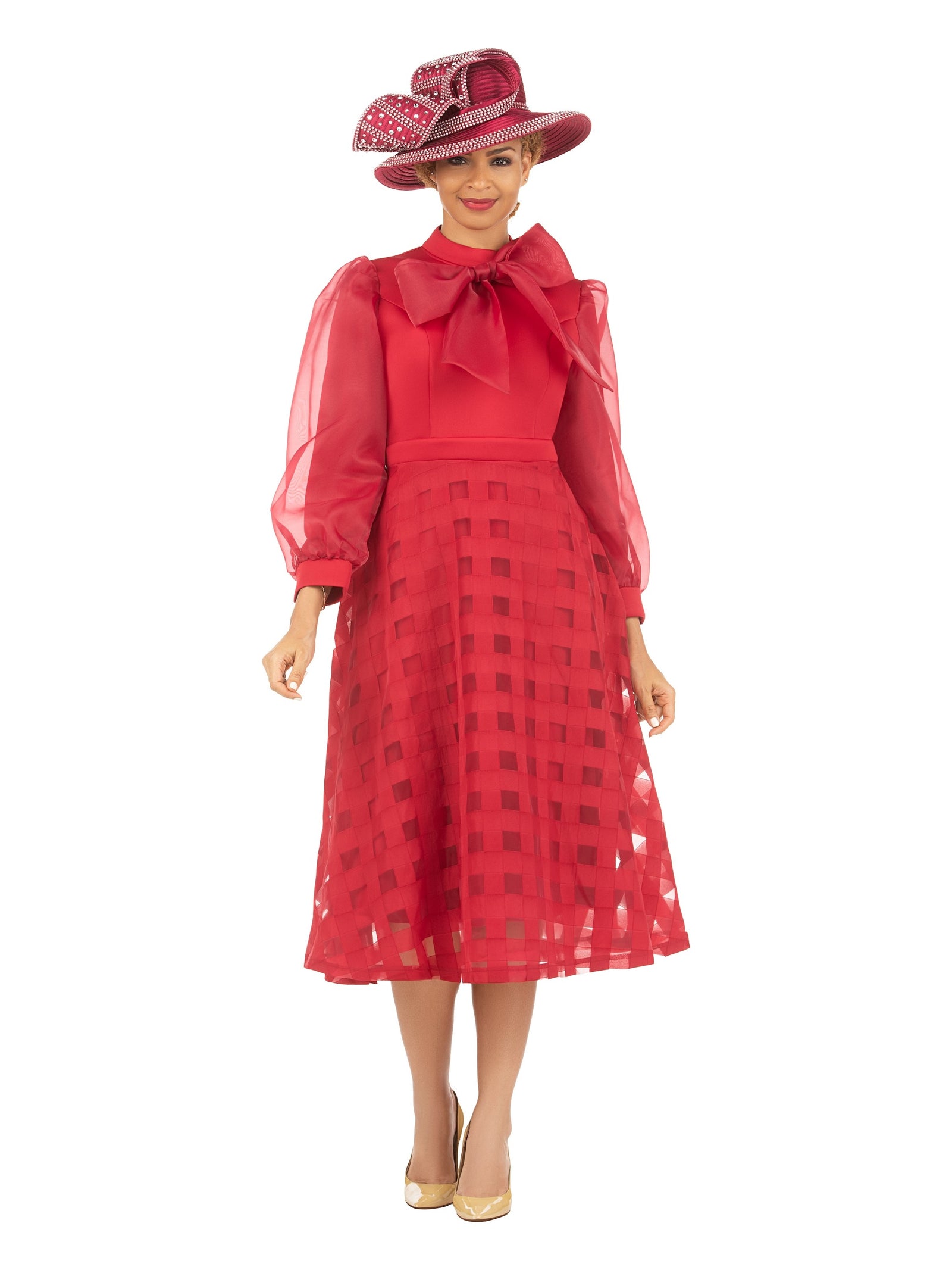 Mock Nk Plaid Organza A-line Drs w/ Bow – Giovanna Apparel