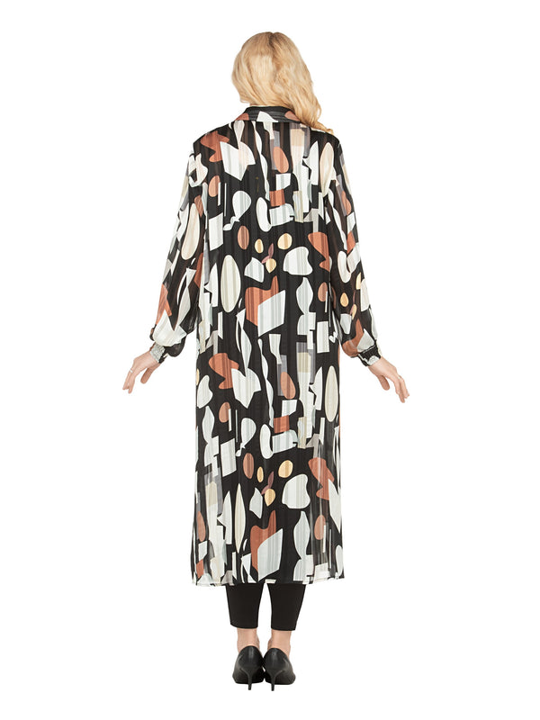 Chiffon Shirt Dress in Abstract Print