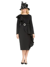 Scuba Belted Shift Drs w/ Rfls and Faux Pearls