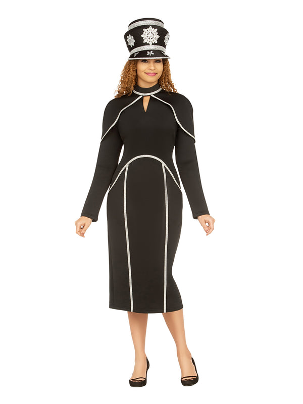 Scuba Sheath Drs w/ Faux Cape and Stoned Strips
