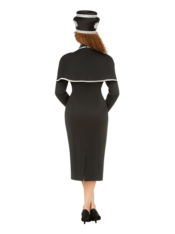 Scuba Sheath Drs w/ Faux Cape and Stoned Strips