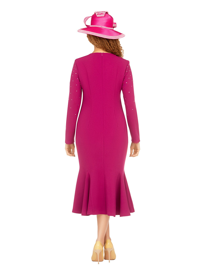 Stretch Crepe Sheath Dress w/ Stoned Strips