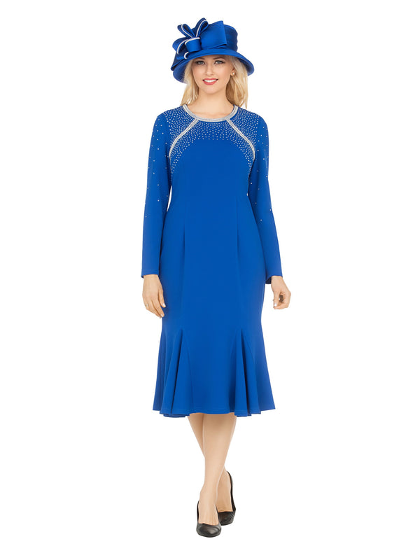 Stretch Crepe Sheath Dress w/ Stoned Strips