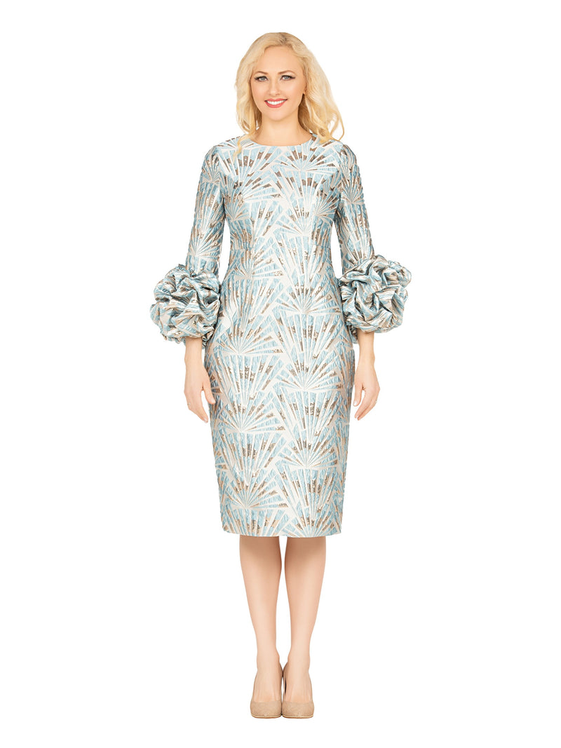 Brocade Shift Drs w/ Exaggerated Balloon Cuffs