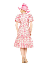 Floral Brocade Short Balloon Slv Mermaid Dress