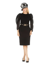 Puff See-thru Slv Stretch Crepe Drs w/ Belt