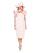 Elegant Scuba Sheath Dress w/ Semi-Sheer Lace Slv