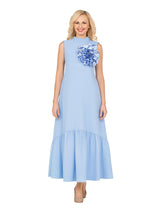 Luxury Flare Dress with Handcrafted Floral Detail