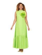 Luxury Flare Dress with Handcrafted Floral Detail