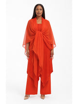 Pleated Asymmetrical Tunic 3pc Wide Leg Pant Set