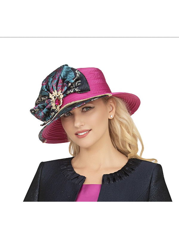 Navy Multi Bow Accent Hat with Jewel Detail