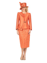 2pc Silky Twill Jkt&Sequined Lace Skirt Suit-Plus