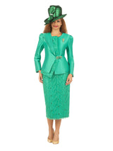 2pc Silky Twill Jkt + Sequined Lace Skirt Suit