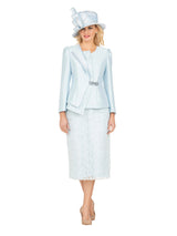2pc Silky Twill Jkt + Sequined Lace Skirt Suit