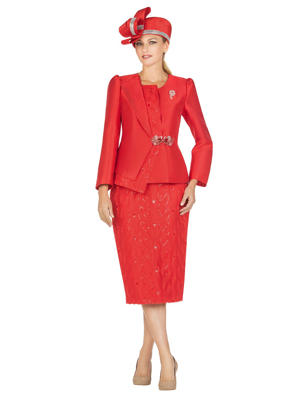 2pc Silky Twill Jkt + Sequined Lace Skirt Suit