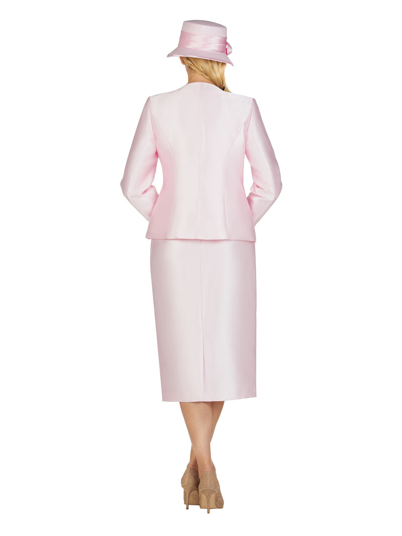 3pc Silky Twill Skirt Suit w/ Rhinestones