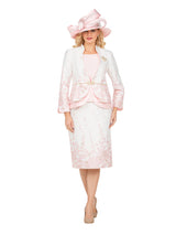 3pc Floral Print Brocade Peplum Jkt Skt Suit