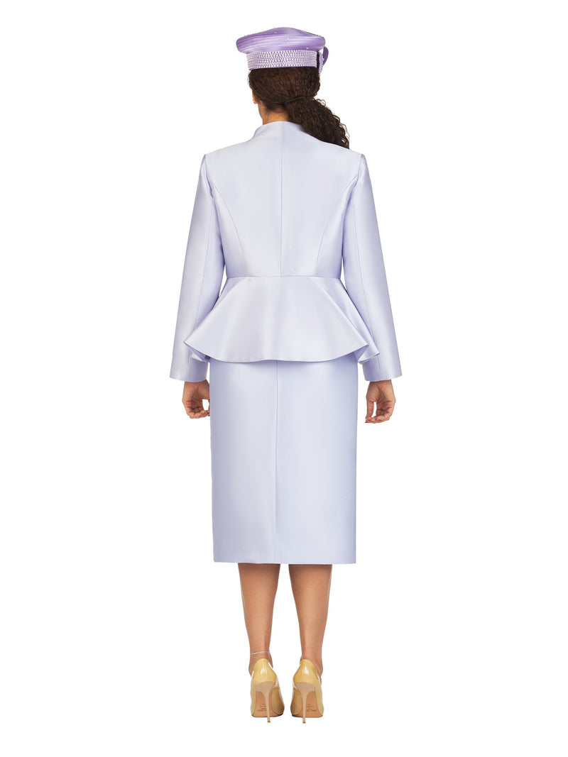 3pc Decorated Peplum Silky Twill Skirt Suit-Plus