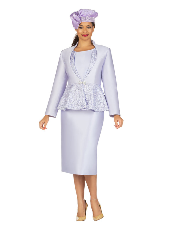 3pc Decorated Peplum Silky Twill Skirt Suit