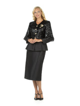 2pc Silky Twill Skt Suit w/ Seq Jkt and Brch-Plus