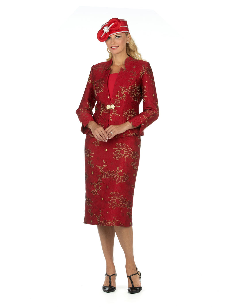 3pc Brocade Emb Skrt Suit w/ Decor Ribbons