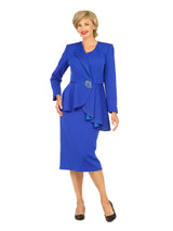 2pc Scuba Stoned Uneven Peplum Jkt+Skt Suit
